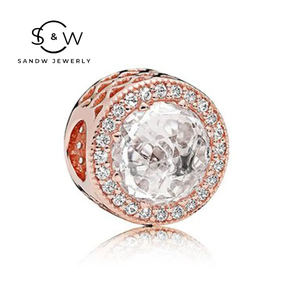

Woman's Hot sale S925 sterling silver shiny heart all-match beads colorful inlaid zircon original 1:1 jewelry meaningful gift
