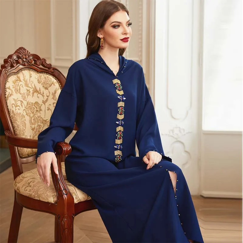 

Djellaba Femme Muslim Fashion Moroccan Kaftan Caftan Abaya Dubai Abayas for Women Turkish Dresses Robe Longue Musulman De Mode