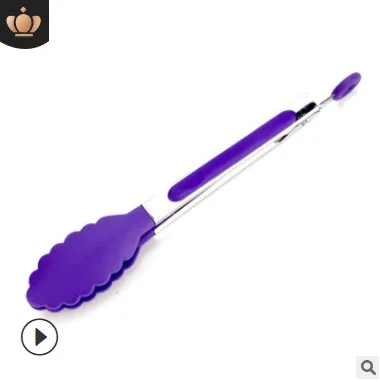 Purple Силиконовые спагетти салат тост барбекю мясо длинные плоские щипцы инструмент для кухни инструменты приготовления пищи щипцы - Цвет: Purple