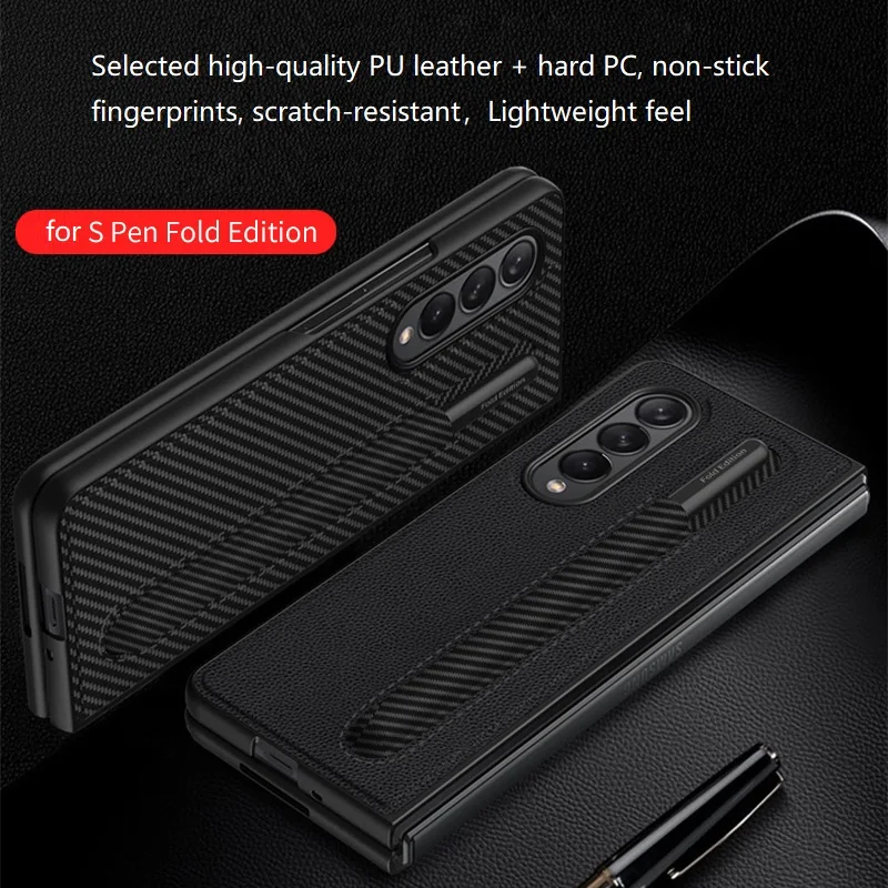 Роскошный кожаный чехол для Samsung Galaxy Z Fold 3 с держателем для S Pen Edition Fold3 защитный чехол со слотом.