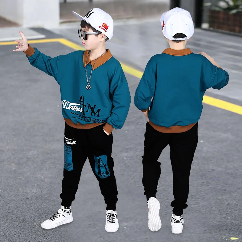 

Teenager Boys Clothes Children's Autumn Boys Sport Hoodie + Pants Two-piece Set 6 8 9 10 12 14 Years Cotton Kids Clothes