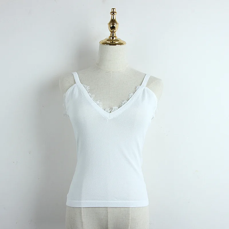 Женский весенний и летний кружевной кардиган на бретельках с v образным вырезом