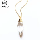 FUWO многоугольное ограненное Кристальное кварцевое ожерелье с золотым покрытием натуральный белый кристалл модное ювелирное изделие для женщин подарок NC263