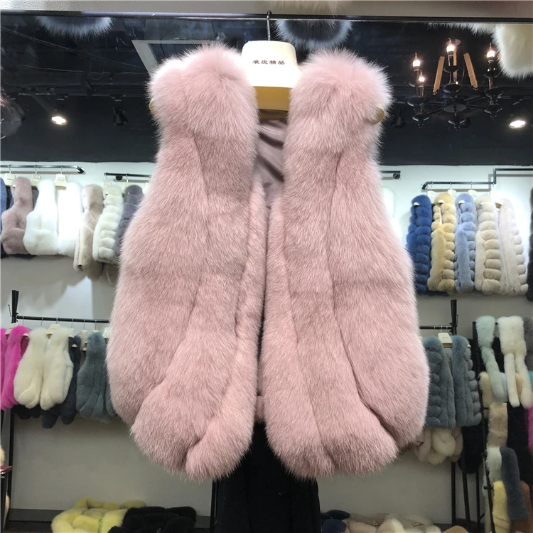 ZDFURS* натуральный Лисий меховой жилет для женщин Зима Осень Теплый Женский жилет без рукавов из лисьего меха женский цветной натуральный короткий жилет - Цвет: 13