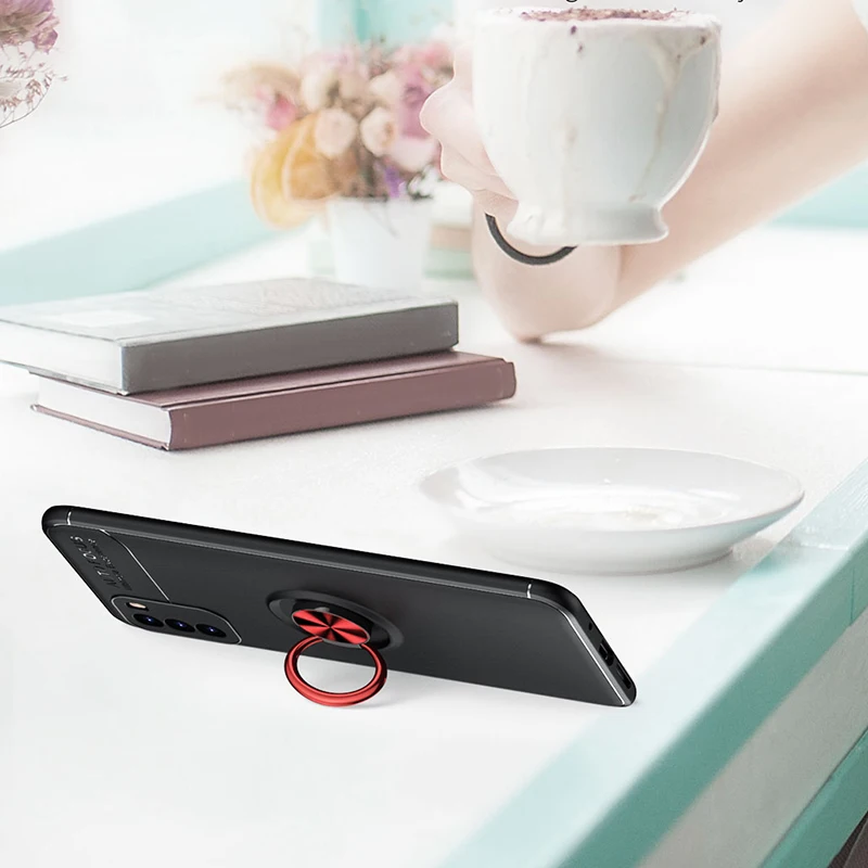 For Xiaomi POCO M3 Case Ring Stand Holder Soft Matte Silicone Back Cover Phone Case For Xiaomi POCO M3 Pro Funda