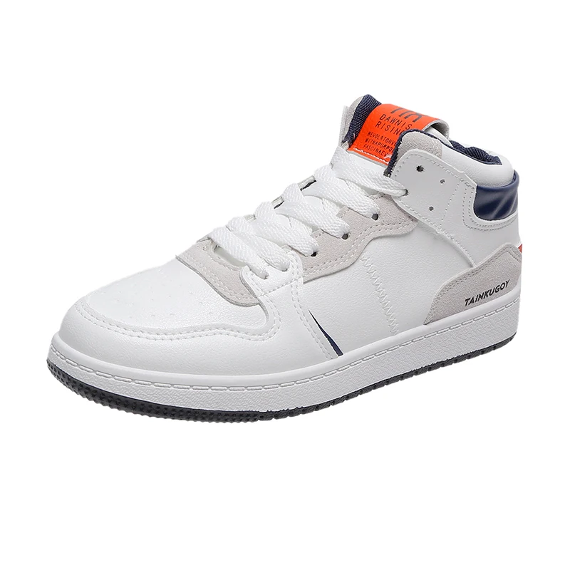 Кожаные кроссовки средней высоты женская обувь оранжевые повседневные