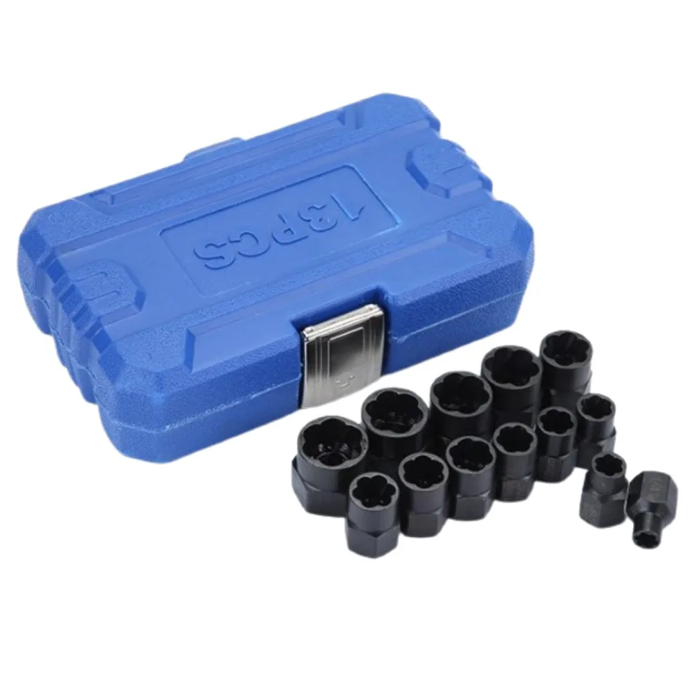 

13pcs Bolt Nut Screw Remover Set Impact Damaged Stud Extractor Socket Tool Kit Removing Socket Wrench Accessories