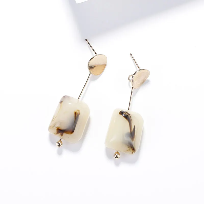 Beige Hanging AENSOA этнические деревянные геометрические круглые овальные квадратные висячие серьги винтажные коричневые массивные серьги из акриловой смолы модные ювелирные изделия - Окраска металла: Beige Hanging