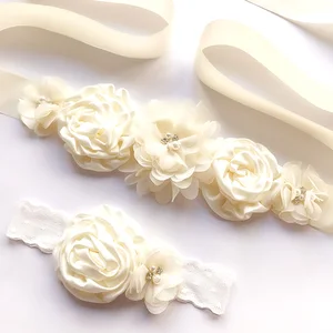 Fashion Luxury Beaded Pearls Handmade Flower Applique Wedding Sashes Bridal Girl Belts For Wedding Dresses Girl Clothe Waistband