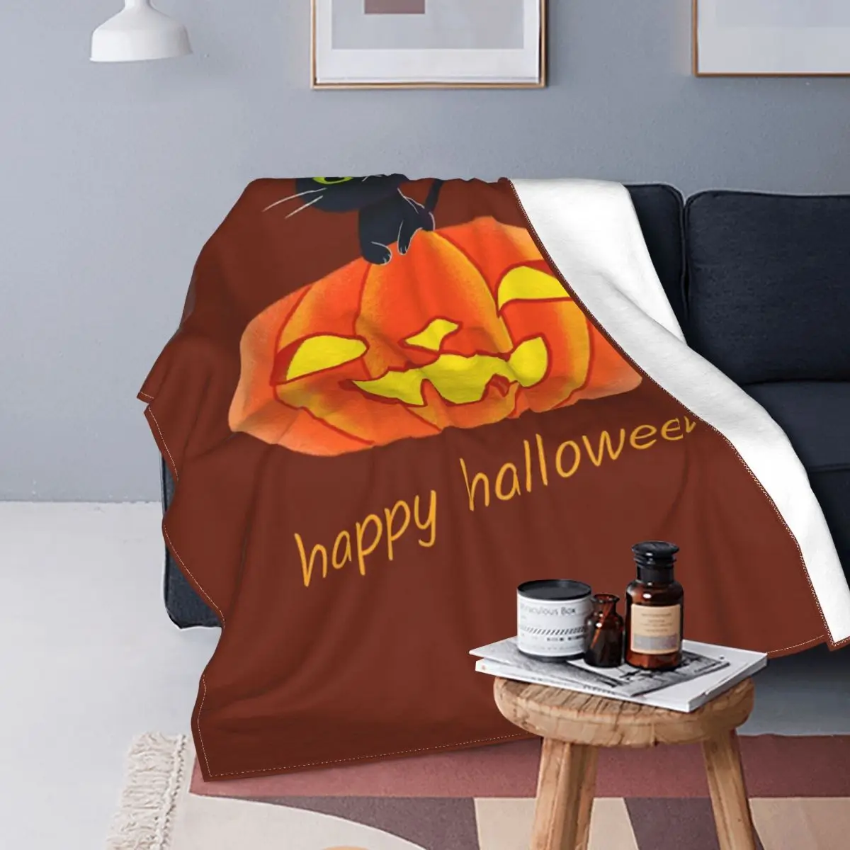 

Happy Halloween 8 Blanket Bedspread Bed Plaid Rug Bed Covers Double Blanket Picknick Blanket