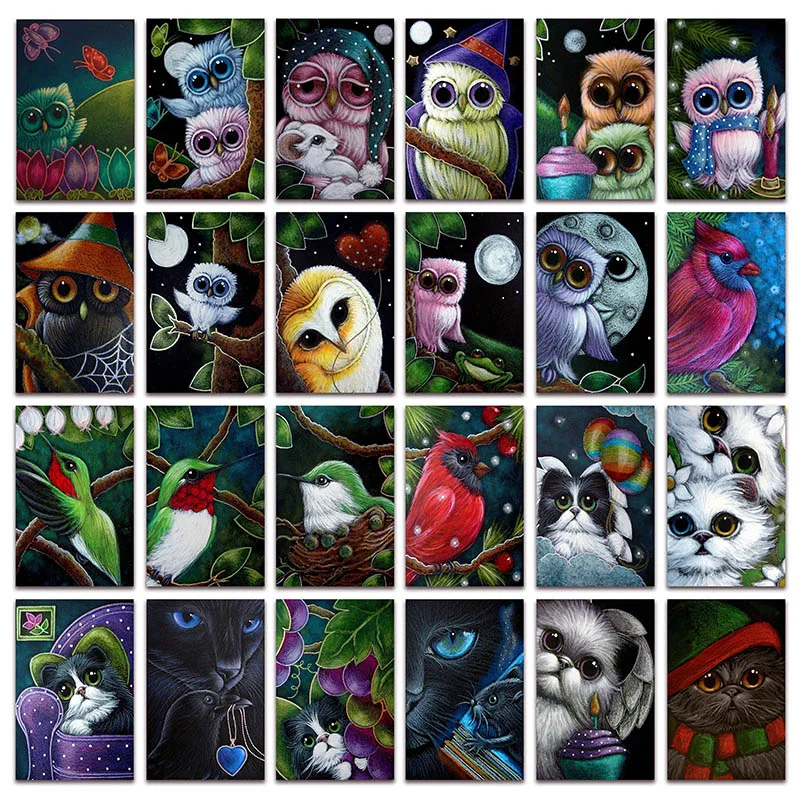 

New 5D DIY Diamond painting mosaic Animals cat kitten Full Diamond embroidery cross stitch Owl bird picture Home decor E022