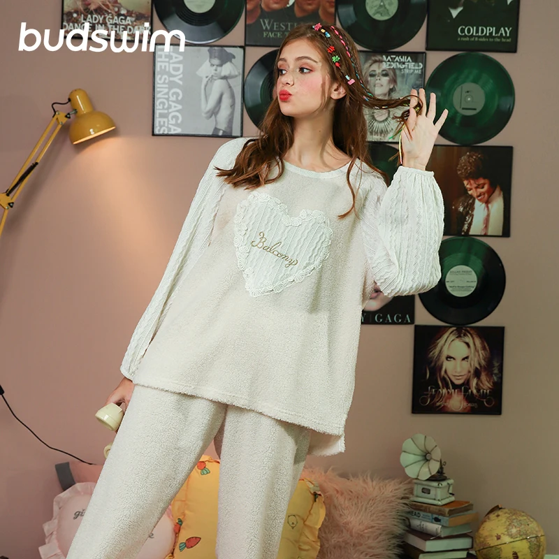 Пижама для женщин золотой бархат теплые на зиму пижамные комплекты Femme