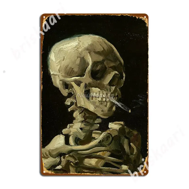 

Memento Mori-череп скелета с гореющей сигаретой Винсента Ванин Гога металлические знаки паб гараж настенная классическая