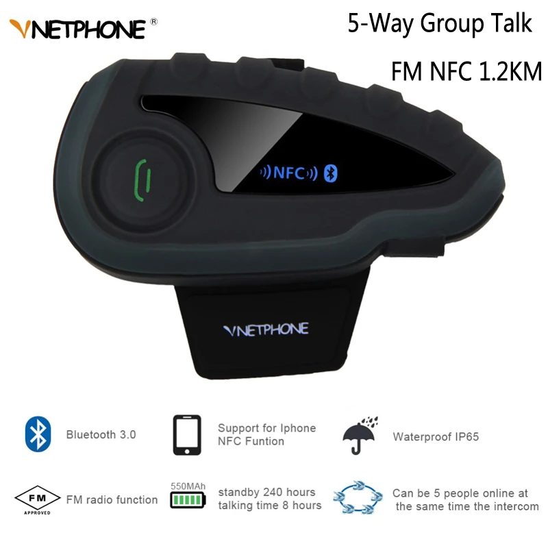 VNETPHONE V8 переговорное bluetooth устройство для мотоциклетного шлема без пульта