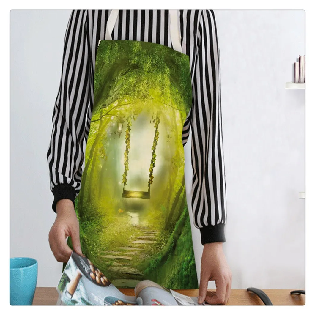 

2021 Hot selling green Cooking Apron for household kitchen
