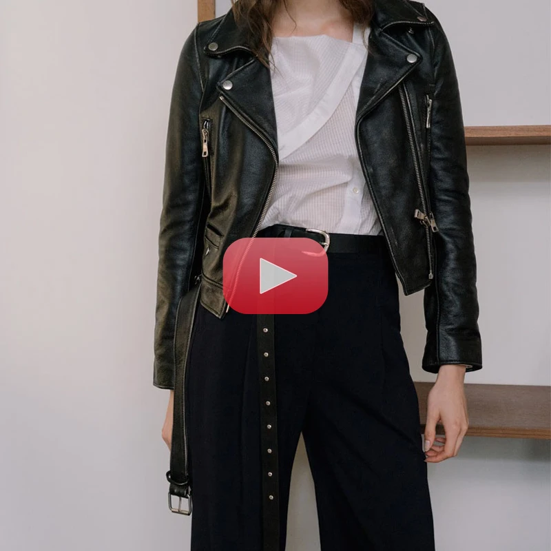 New Women Autumn Winter Black Faux Leather Jackets Zipper Basic Coat Turn-down Collar Motor Biker Jacket With Belt