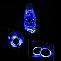 1 pair car solar energy cup bottle holder bottom pads blue led light cover trim