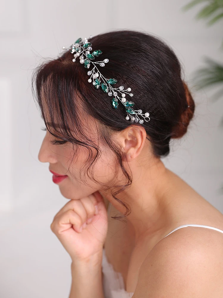 Богемная резинка для волос зеленые украшения стразы головные уборы с