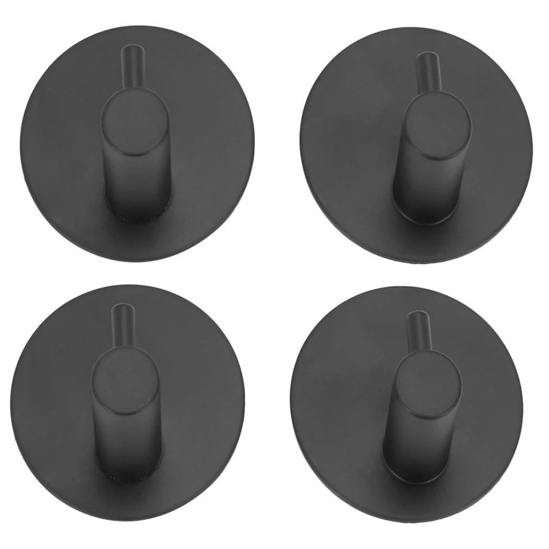 

Adhesive hook, self-adhesive black wall-mounted hook key cover towel, super heavy duty stainless steel hook 4 pack