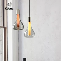 kobuc nordic 40cm gray clear glass pendant lights home decorative lighting living room bedroom indoor pendant hang lamp