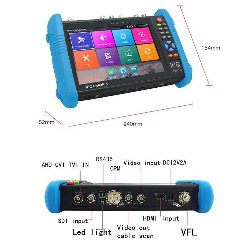 Тестер ip-камеры 7 дюймов Hd Ips пресс-экран 1280x800 Cctv тестер монитор Ahd Tvi Cvi Sdi Tdr H.265
