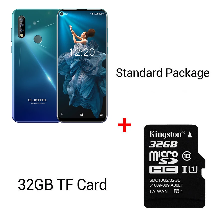 Gradient N 32GB Card OUKITEL C17 Pro 6,35 ''Android 9,0 19:9 MT6763 4 Гб 64 Гб Смартфон Face ID Octa Core 3900 мАч Тройная камера 4G мобильный телефон - Цвет: Gradient N 32GB Card