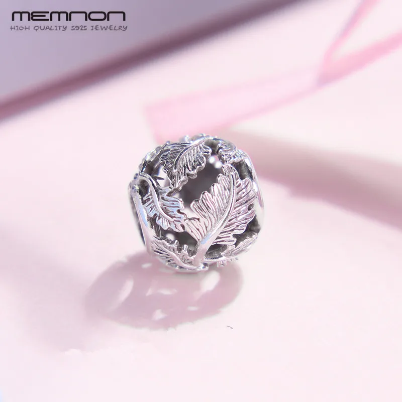 

2019 Autumn New 925 Sterling Silver jewelry Openwork Leaves Charms Beads Fit Bracelet Bangle for Women DIY Memnon Jewellery Gift