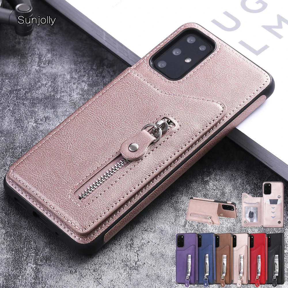 Sunjolly чехол на молнии для Samsung Galaxy A50 A30S A50S подставка бумажник силиконовый A5 coque