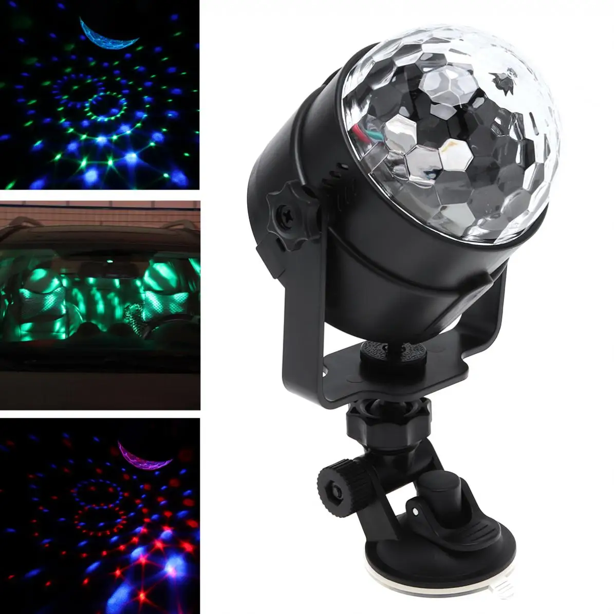 3W  Colorful USB 5V LED Crystal Magic Rotating Ball Stage Light with Sound Control for Car / KTV / Party / Disco