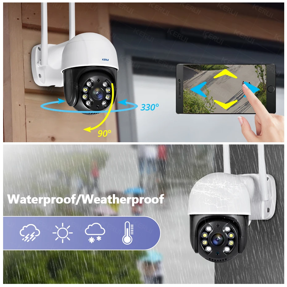 IP-камера наружная беспроводная KERUI 3 Мп Wi-Fi 4-кратный зум | Безопасность и защита
