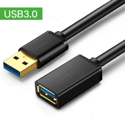 Черный Ugreen USB3.0 удлинитель для мужчин и женщин зарядное устройство кабель для передачи данных подключение к компьютеру клавиатура U диск Мышь Интерфейс расширение li - Цвет: Черный