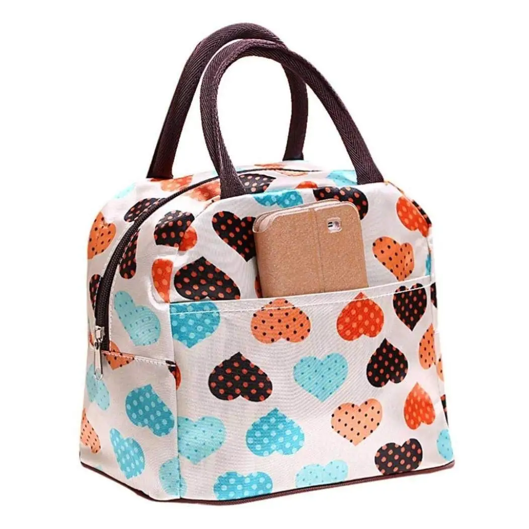 

1PC Cute Love Heart Lunch Bag Oxford cloth Tote Bag Lunch Organizer Lunch Holder Lunch Container Convenient Colorful