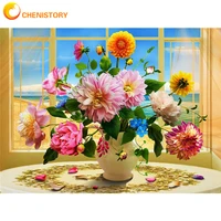 chenistory painting on number adults window flowers coloring by numbers paint by numbers for adults home decor gift