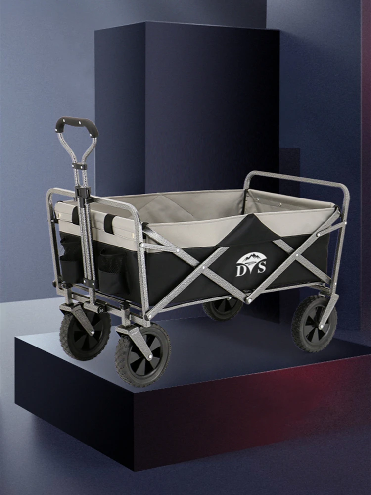 

Outdoor Garden Sport Heavy Duty Shopping Cart Wagons With Wheels Collapsible Utility Camping Grocery Canvas Fabric