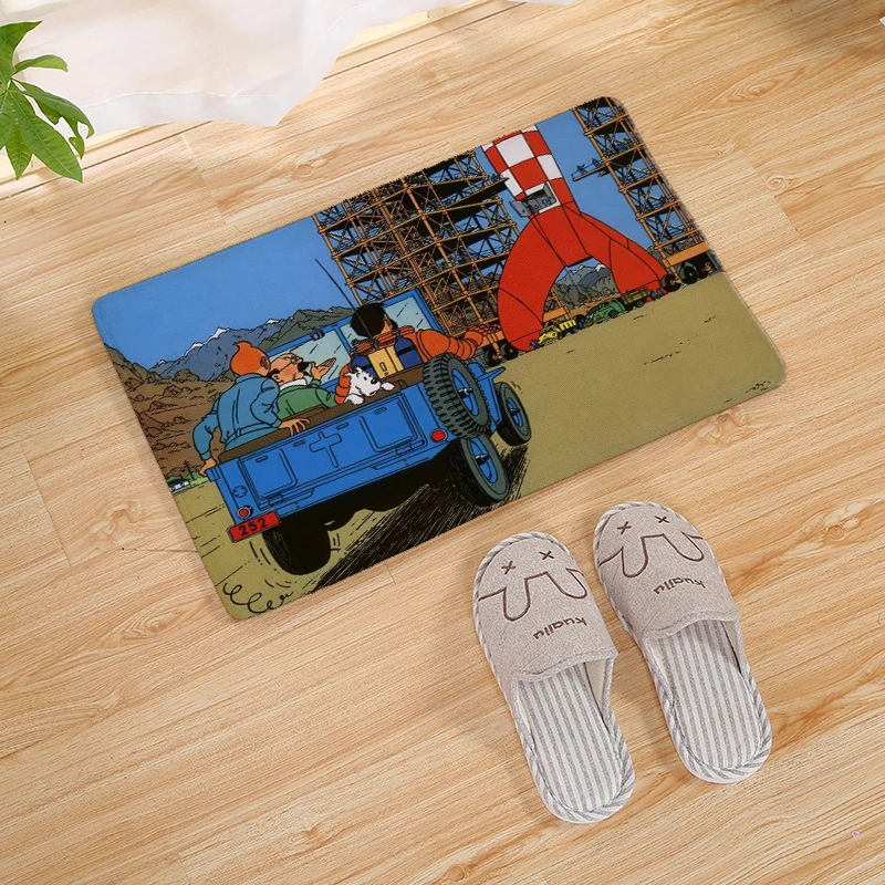 40 * 60cm Cartoon Tintin Adventure Car Goose Down Non-slip Carpet Kitchen Living Room Floor Mat Home Bedroom Decorative Cushion | Дом и сад
