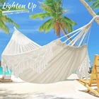 Подвесной гамак Lighten Up, большой белый гамак с бахромой, 2 человека, роскошный гамак, строительное кресло, подвесное кресло для помещения, гамак, качели