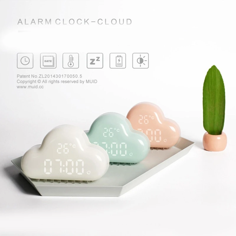 

Cloud Clock Alarm, Cloud-Shaped Magnetic Clock Alarm, Multi-Functional Clock with Strong Magnet, Shows LED Time/Date/