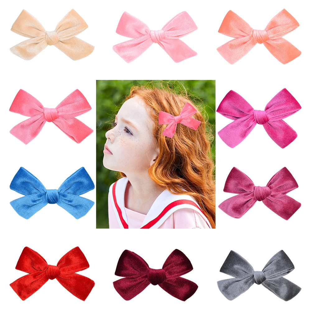 

12 Pcs/lot Cute Solid Hair Bows With Clip For Baby Girls Hairpins Children Sweet Barrettes Hair Clips Headwear Hair Accessories