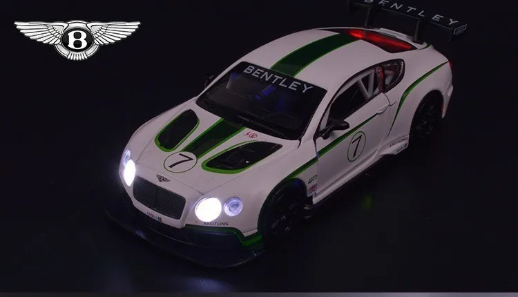 1:32 Bentley GT3 Супер гоночный сплав автомобиля моделирование литье под давлением звуковые огни модель автомобиля горячие колеса для детей