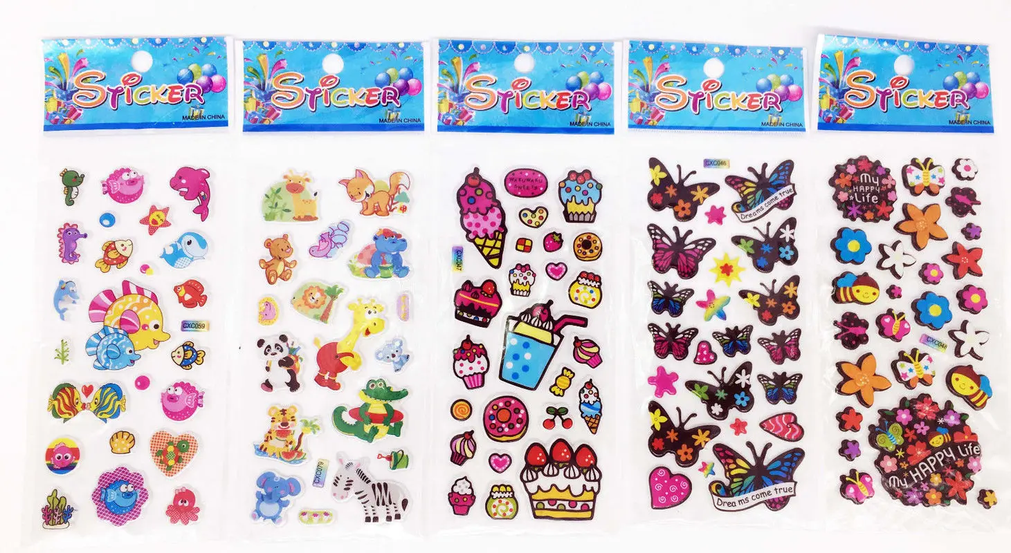 5 шт наклеек много животных мороженого Бабочка платье для вечеринки с цветочным