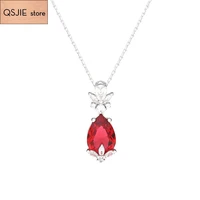 qsjie high quality 11 2020 new style simple and elegant versatile red drop pendant necklace female gift for girlfriend