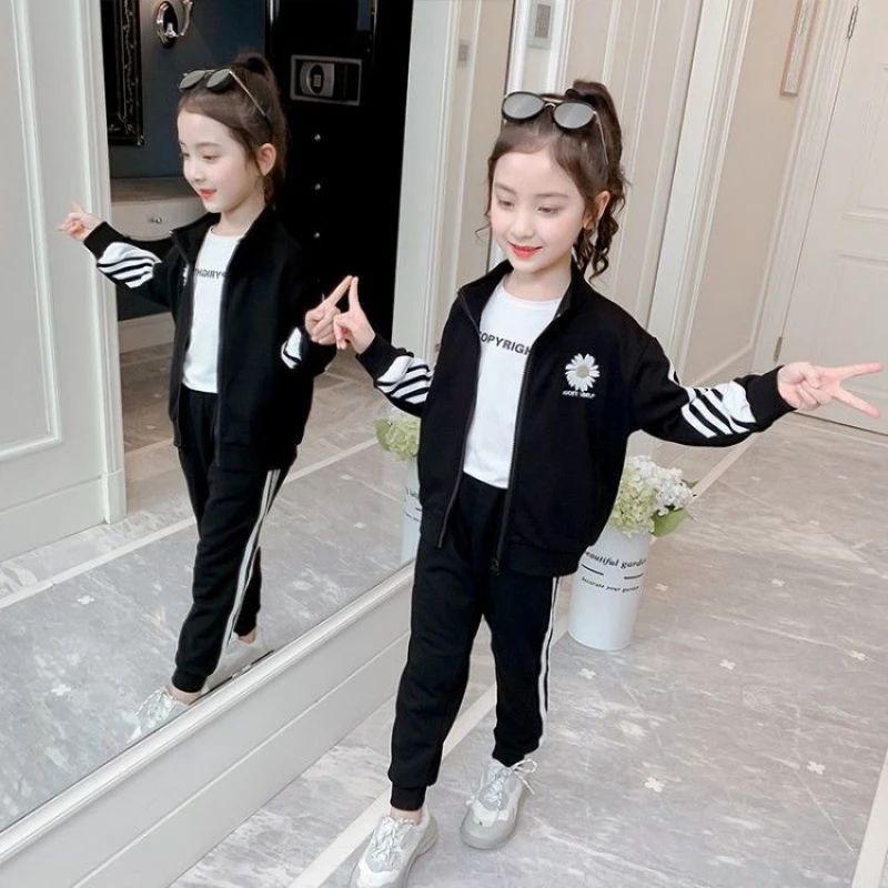 

Kids Clothing Set Baby Girls Print Sports Long Sleeve Suit Kids Fashion Cardigan Jacket + Pants Two-piece Suits New Clothes