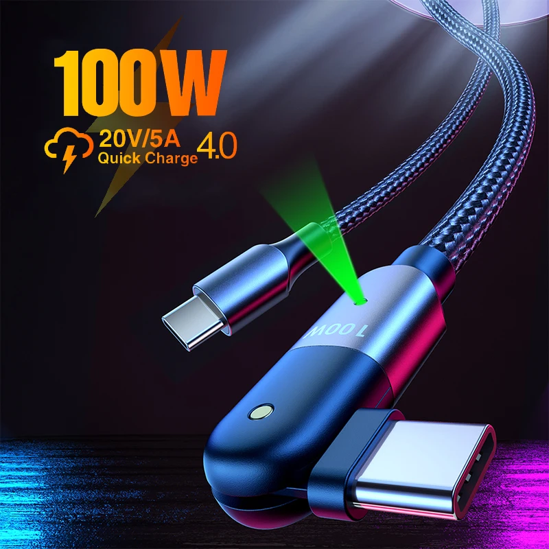 

5A USB Type C Cable 180 Rotating Elbow Fast Charging Smart Phone USB C Data Transfer Charge Cord For Xiaomi 11 9 Huawei Samsung