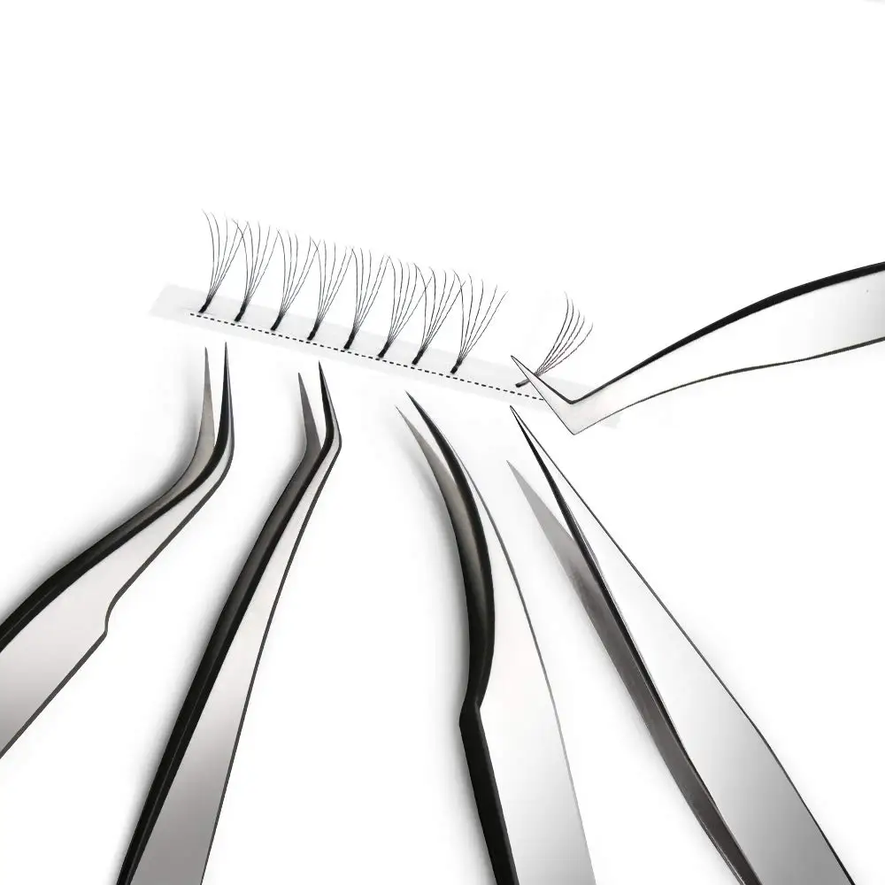 Профессиональный пинцет для ресниц из нержавеющей стали с изогнутым прямым