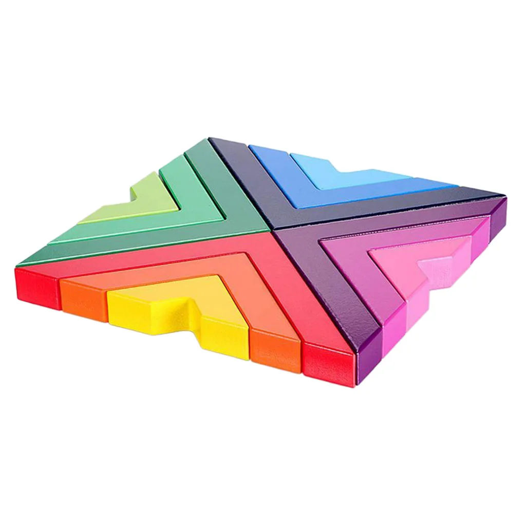 

12pcs Wooden Rainbow Stacking Game Learning Toy Building Blocks for Toddlers Creative Color Matching Preschool Activity Toys