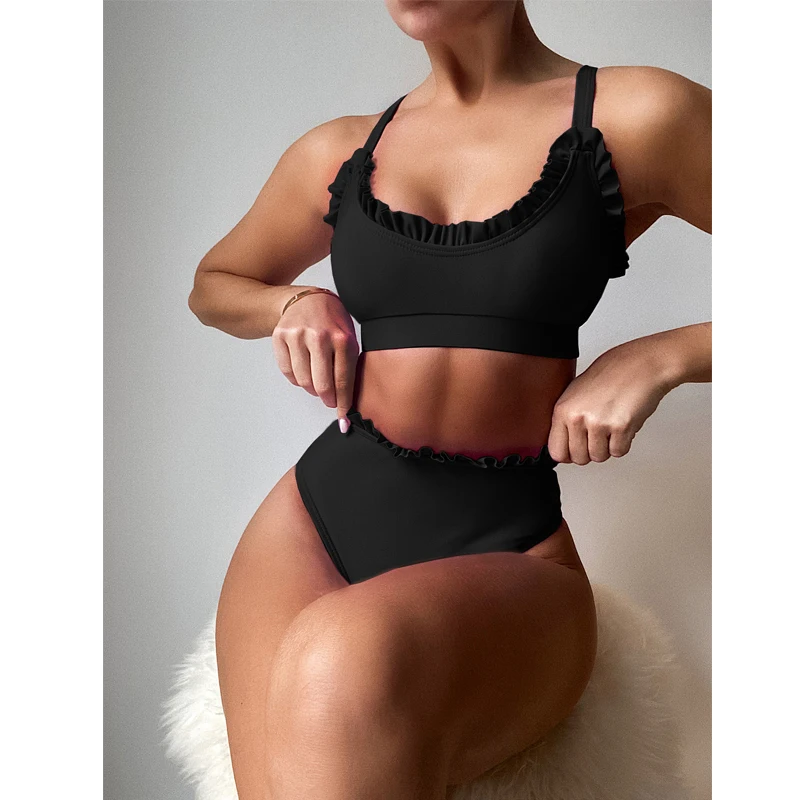 Фиолетовый купальник из 2 предметов бикини плиссированная пляжная одежда