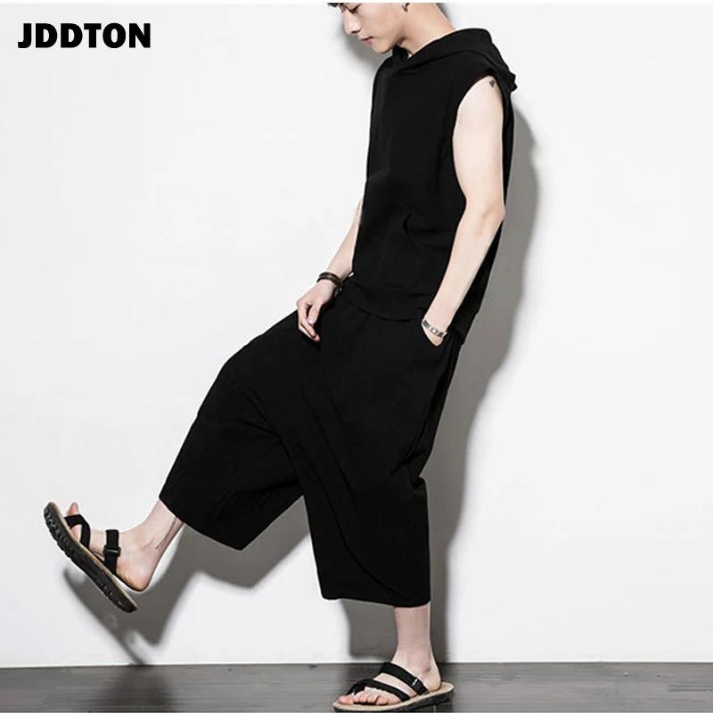 JDDTON новый мужской Весенний костюм без рукавов однотонная льняная верхняя одежда
