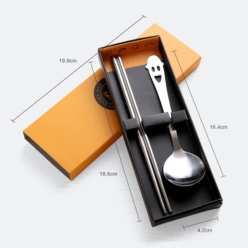 1 пара палочек для еды + ложка в китайском стиле из нержавеющей стали набор ложек с