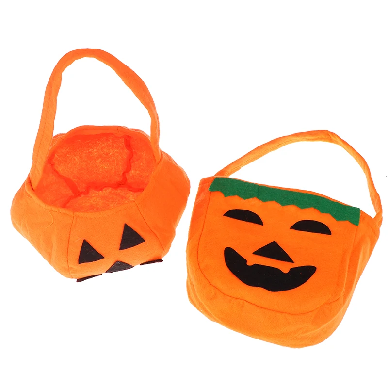 Halloween Foldable Candy Smile Pumpkin Bag Folding Personality Gift Basket Wacky Expressions Treat or Tricky Bags | Дом и сад