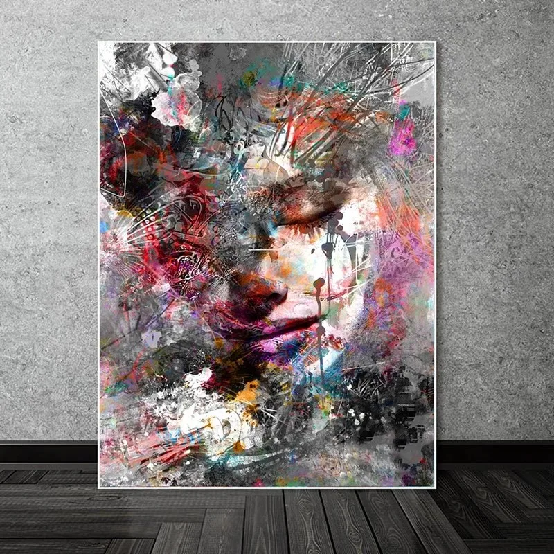 

Abstract Girl Wall Paintings Print On Canvas Wall Art Graffiti Camouflage posters Modern Pop Art no frame living room decoration